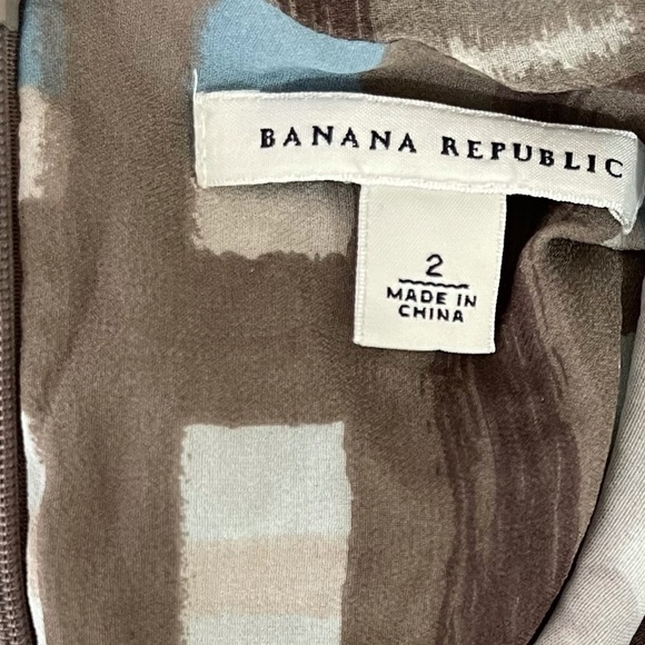 Banana Republic Gray Blue Window Pane Silk Full Liner Dress 2 - Picture 8 of 8